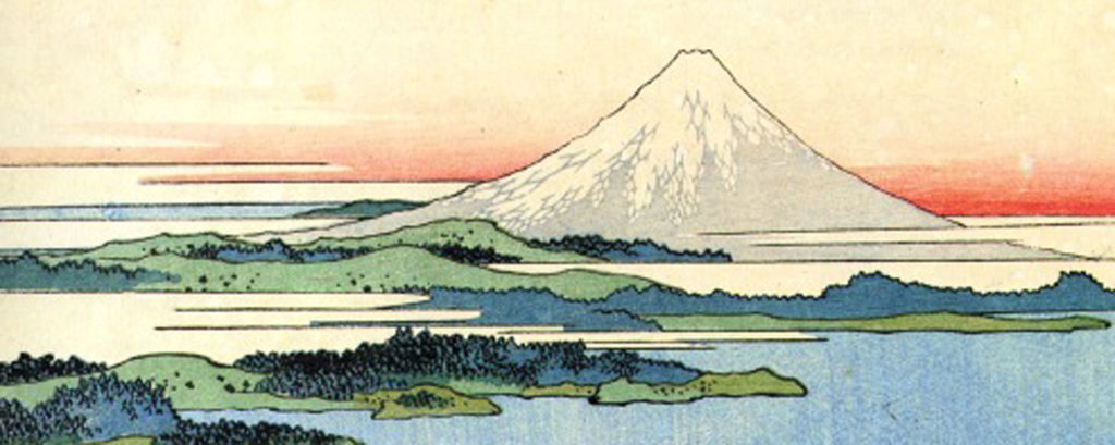 Paisaje con el monte Fuji como protagonista de Hirosige, autor japonés que inspiró la arquitectura orgánica.