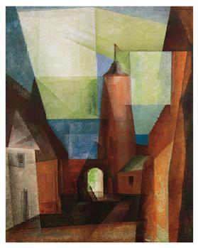 Pintura de Lyonel Feininger con su estilo característico.