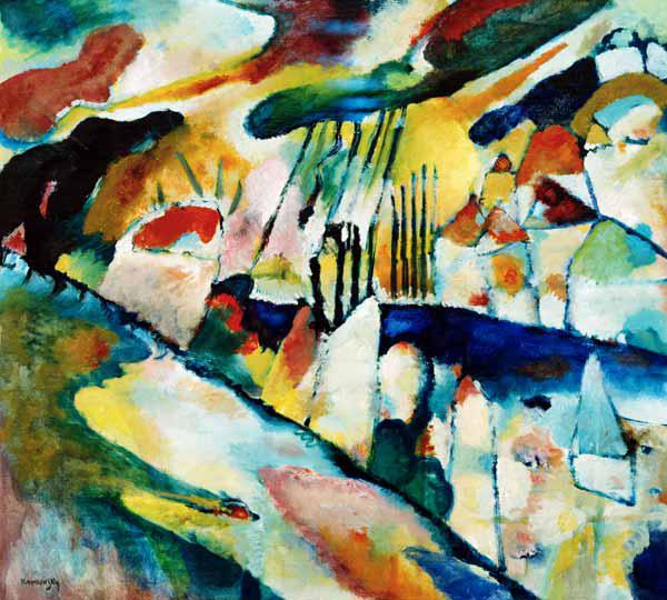 Pintura de Kandinsky llamado "Campo de lluvia", profesor en la Bauhaus.
