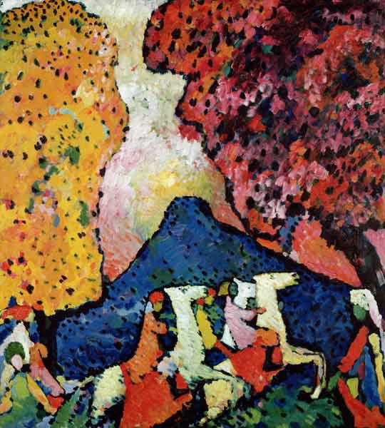 Pintura famosa de Kandinsky "La montaña azul"